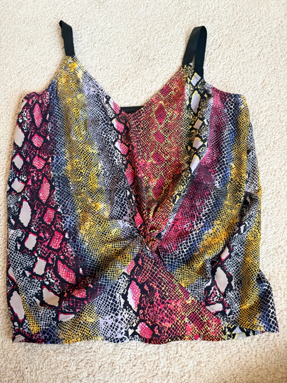 Silk Snake-Print Front Tank Top - Multi